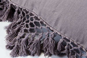 Hand Knotted Fringing Cushion - Ash