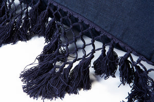 Hand Knotted Fringe Blanket - Prussian Blue