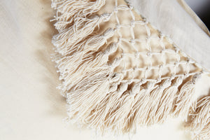 Hand Knotted Fringe Blanket - Parchment