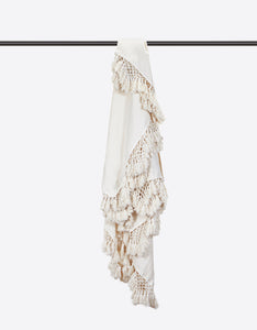 Hand Knotted Fringe Blanket - Parchment