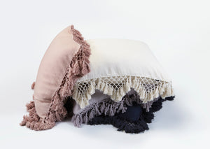 Hand Knotted Fringing Cushion - Peony