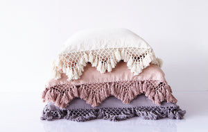 Hand Knotted Fringing Cushion - Peony