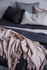 Hand Knotted Fringe Blanket - Peony