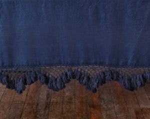 Hand Knotted Fringe Blanket - Prussian Blue